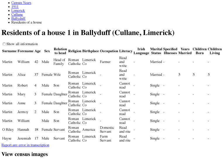 National Archives: Census of Ireland 1911